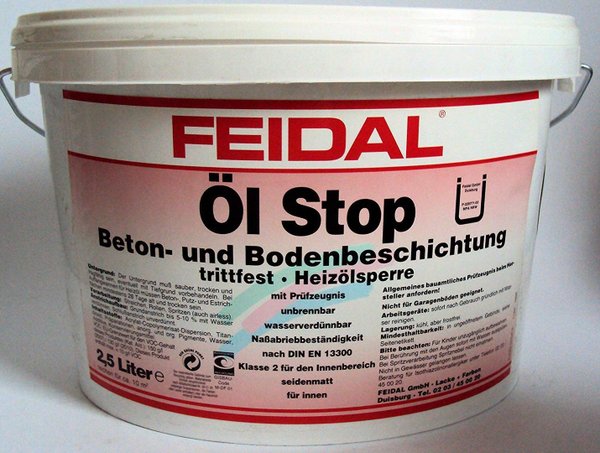 Feidal Ölstop/Heizölsperre / Heizölbeständige Schutzfarbe/Ölwannenbeschichtung / Bodenbeschichtung
