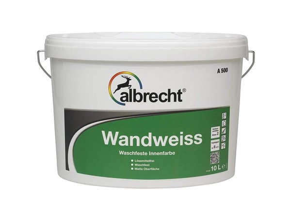 Albrecht Wandweiss A500 weiß , stumpfmatt / 10 L